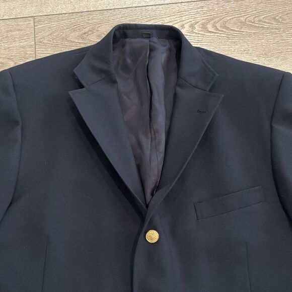Orvis Blazer Jacket Navy Blue Men’s Size 46 Long Three Button Gold Buttons - Picture 3 of 11